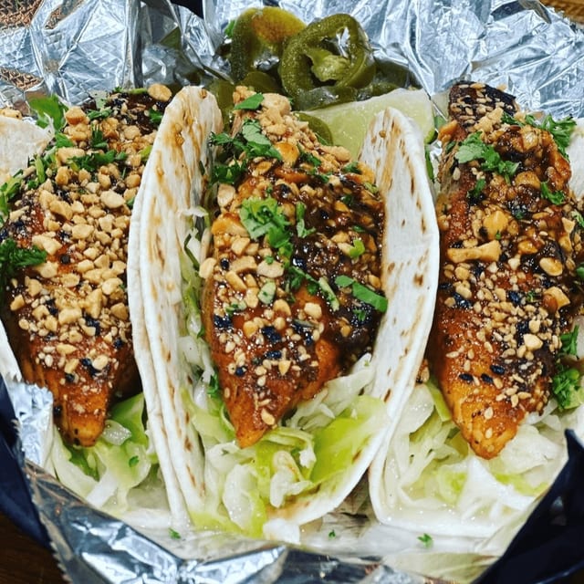 BBQ Salmon Taco.