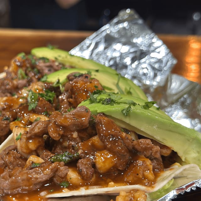 Steak and Shrimp Taco.