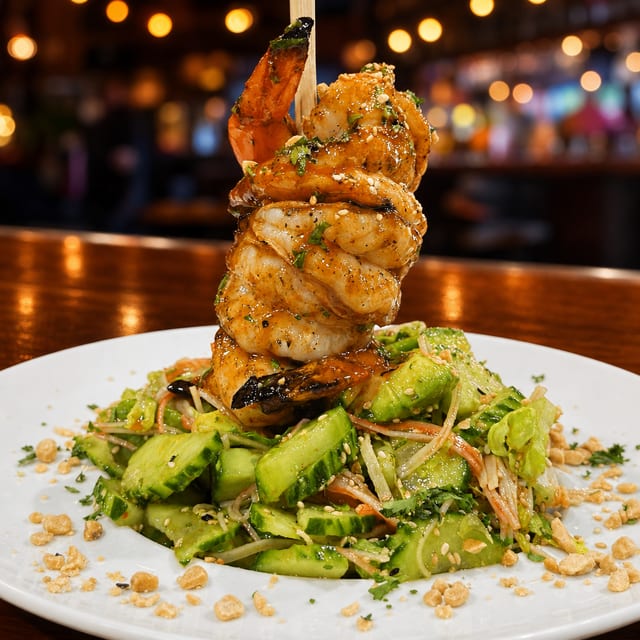 Spicy Cucumber & Shrimp Salad.