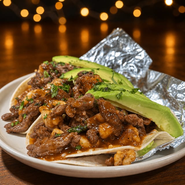 Steak and Shrimp Taco.